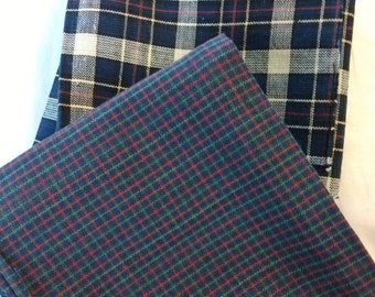 Two Fat Quarters Vintage Blue Plaid Fabric