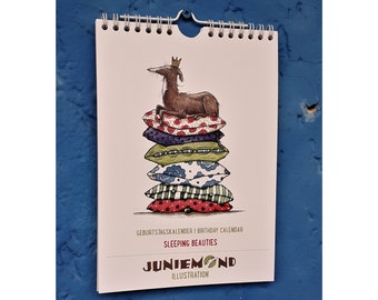 Juniemond birthday calendar: "Sleeping Beauties 1" - Weekly calendar - Wall calendar - Art calendar