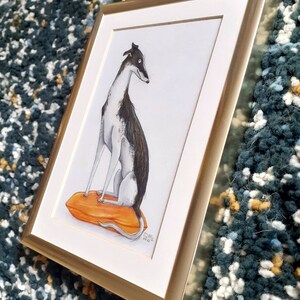 Windhund Gerahmte Original-Illustration Unikat Galgo Greyhound Whippet Hund Bild 7