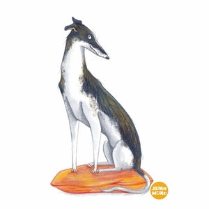 Windhund Gerahmte Original-Illustration Unikat Galgo Greyhound Whippet Hund Bild 1