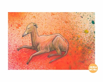 Sighthound - Framed Original Illustration - Unique - Galgo - Greyhound - Whippet - Dog