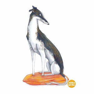 Windhund Gerahmte Original-Illustration Unikat Galgo Greyhound Whippet Hund Bild 6