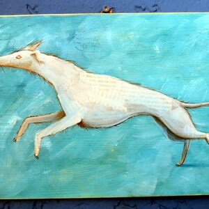 Sighthound Dance 01: Original SONDERPREIS Unikat Illustration auf Holz Windhund Irish Wolfhound Deerhound Greyhound Galgo Bild 3