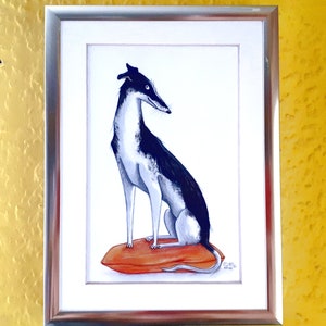 Windhund Gerahmte Original-Illustration Unikat Galgo Greyhound Whippet Hund Bild 4