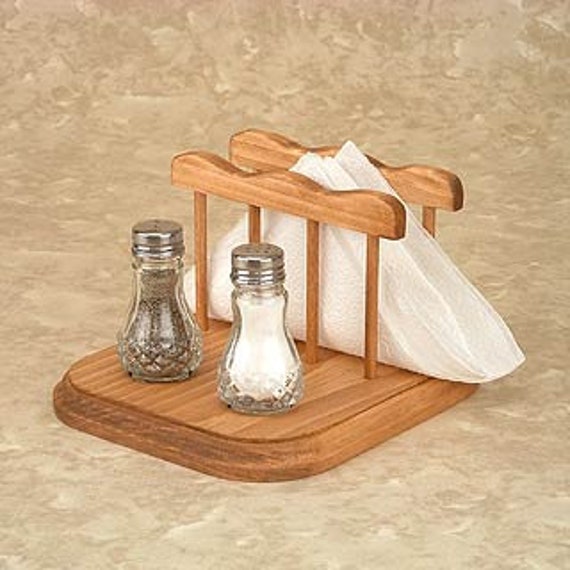 Wood Napkin Holder with 3 Salt and Pepper Shaker Set, Napkin and Spice –  MyGift