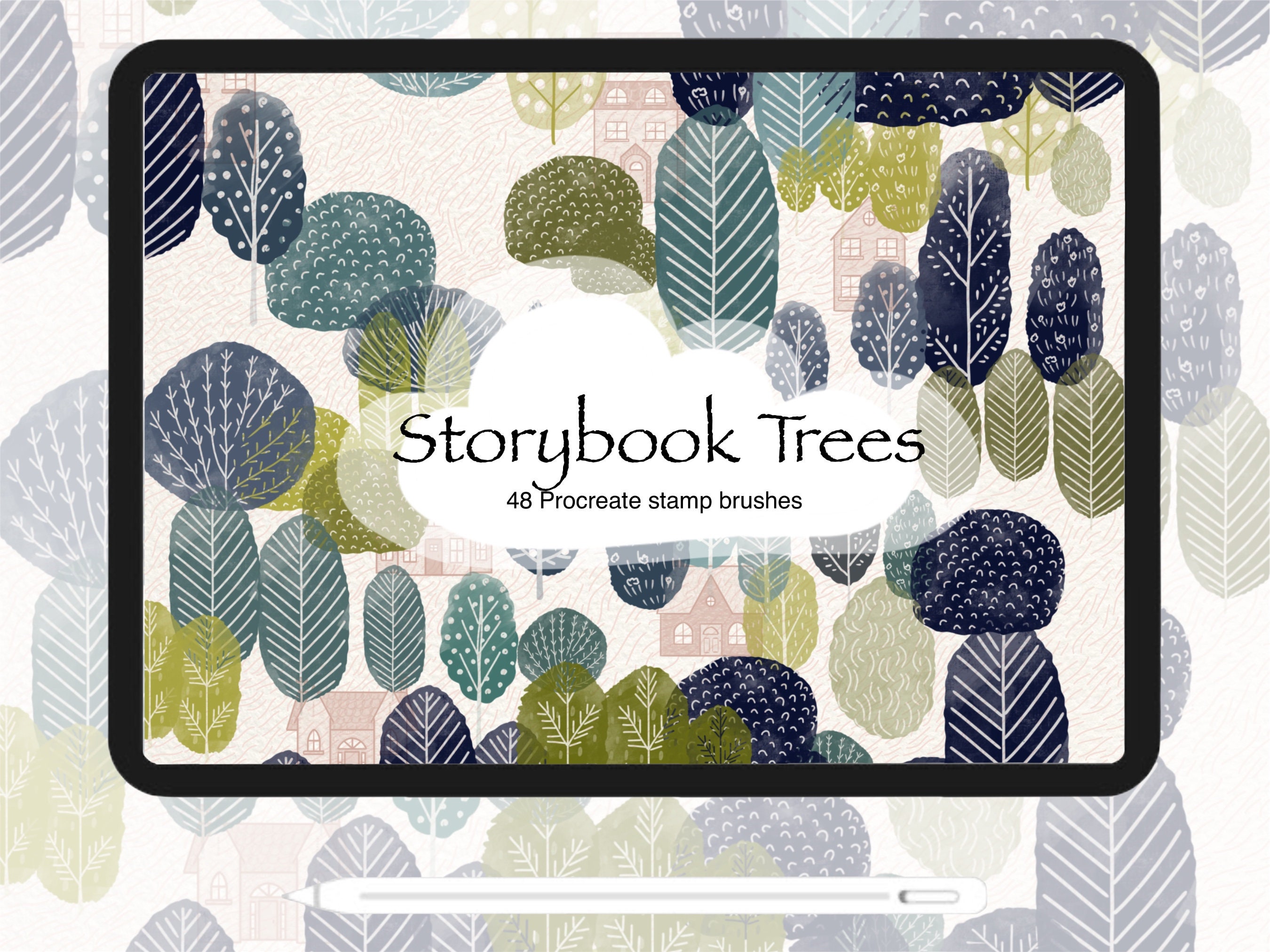 48 Árboles de Cuento — Set de Pinceles para Procreate: Stamps, Cadenas y Scatter para Uso Comercial y Personal