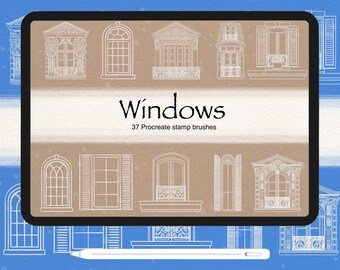 Window Stamp Brush Procreate Hand Drawn Tool Digital Art Architecture Design Element Village Window Illustration Pattern Creation Project