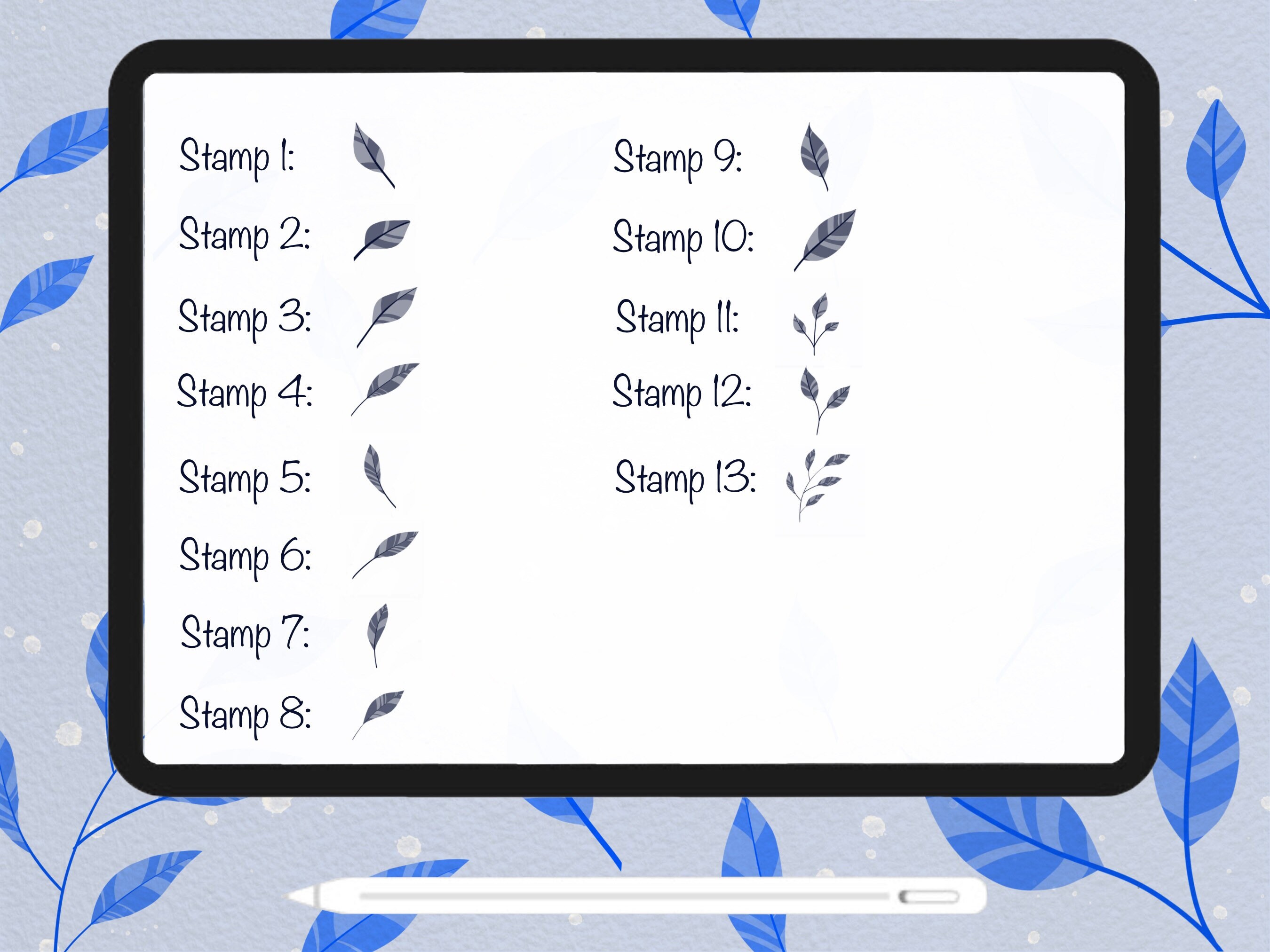 24 Decorative Leaf Stamp Brush Set - Procreate - Commercial or Personal ...