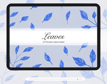24 Decorative Leaf Stamp Brush Set - Procreate - commercial or personal use