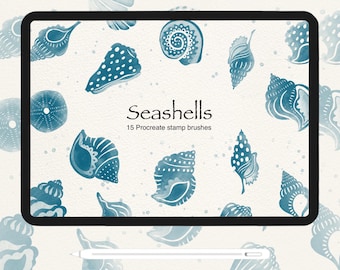 Seashell Stamp Brush Procreate Watercolor Tool Digital Art Beach Theme Design Element Coastal Illustration Pattern Creation Craft Project