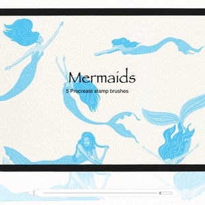 5 Mermaid Stamp Brush Set - Procreate - commercieel of persoonlijk gebruik