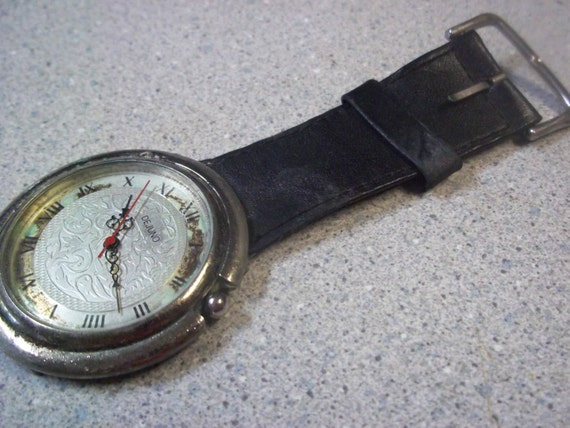 Vintage Dejuno Art Deco silver and black sparkly wide metal quartz watch Dejuno Watch, Art Deco Style, Silver Tone Filigree, Vintage  main image 2