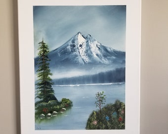Majestic Lake - Bob Ross Inspired | Hand Painted | Snow Capped Mountains