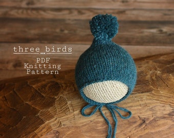 Classic Pixie Bonnet, Knitting Pattern Newborn Knit Bonnet Hat, Newborn, Knitting Pattern