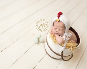 PDF Crochet Pattern Chicken Rooster Bonnet Hat, Newborn, 6-12 Months