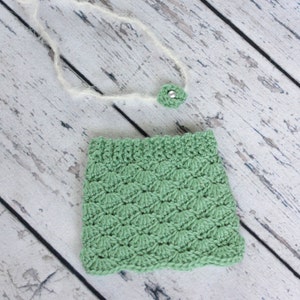 PDF Crochet Newborn Shell Stitch Mini Skirt and Headband Pattern