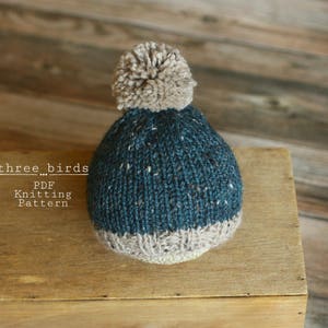 Knit Flat Newborn Beanie Hat Knitting Pattern, Christmas Newborn, Knitting Pattern