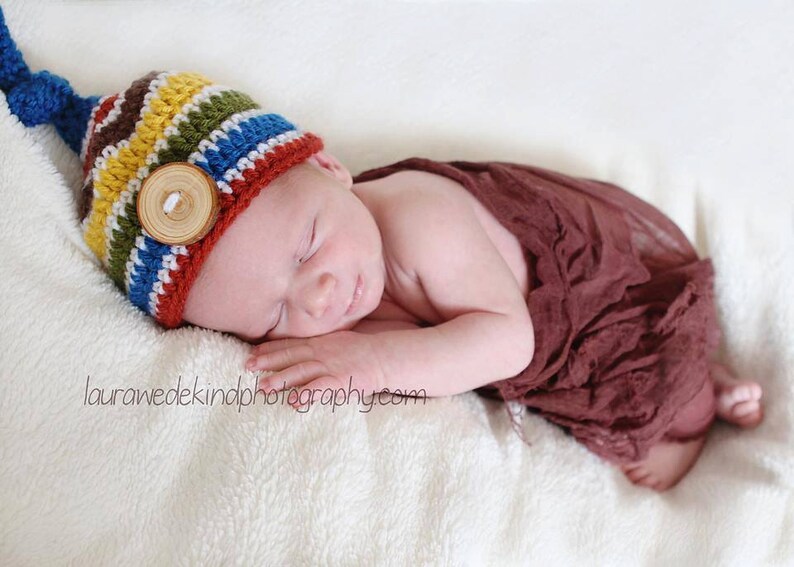 PDF Crochet Striped Knotted Top Hat Pattern Newborn Etsy