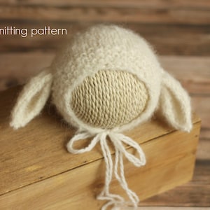 PDF Newborn Pattern Knit Lamb Bonnet Hat, Newborn, Knitting Pattern