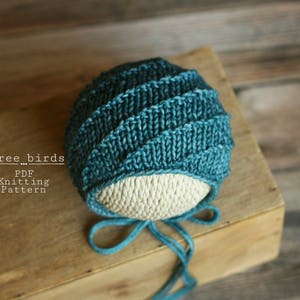 Diagonal Bonnet, Knitting Pattern Newborn Lace Knit Bonnet Hat, Newborn, Knitting Pattern