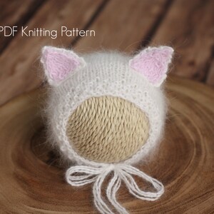 Knitting Pattern Newborn Classic Knit Angora Bonnet Hat, Newborn, Knitting Pattern