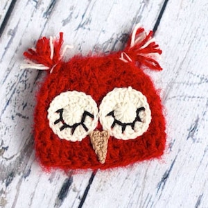 PDF Crochet Pattern Newborn Sleepy Fuzzy Owl Hat