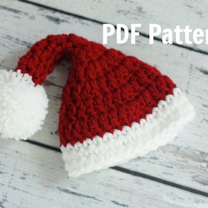 PDF Crochet Chunky Santa Hat Beanie Pattern Newborn