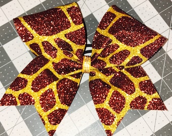 Giraffe Super Sparkle Rhinestone Center Cheer Bow