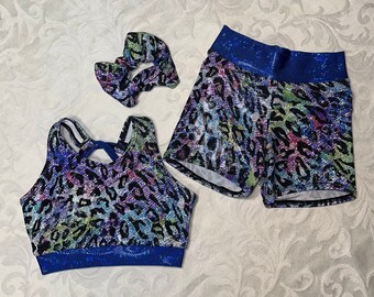 Petit soutien-gorge de sport pour fille, short et chouchou assortis, prêt à être expédié