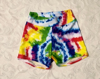 Ready to Ship Girls XSmall Tie-Dye spandex shorts / girls dancewear / cheer shorts