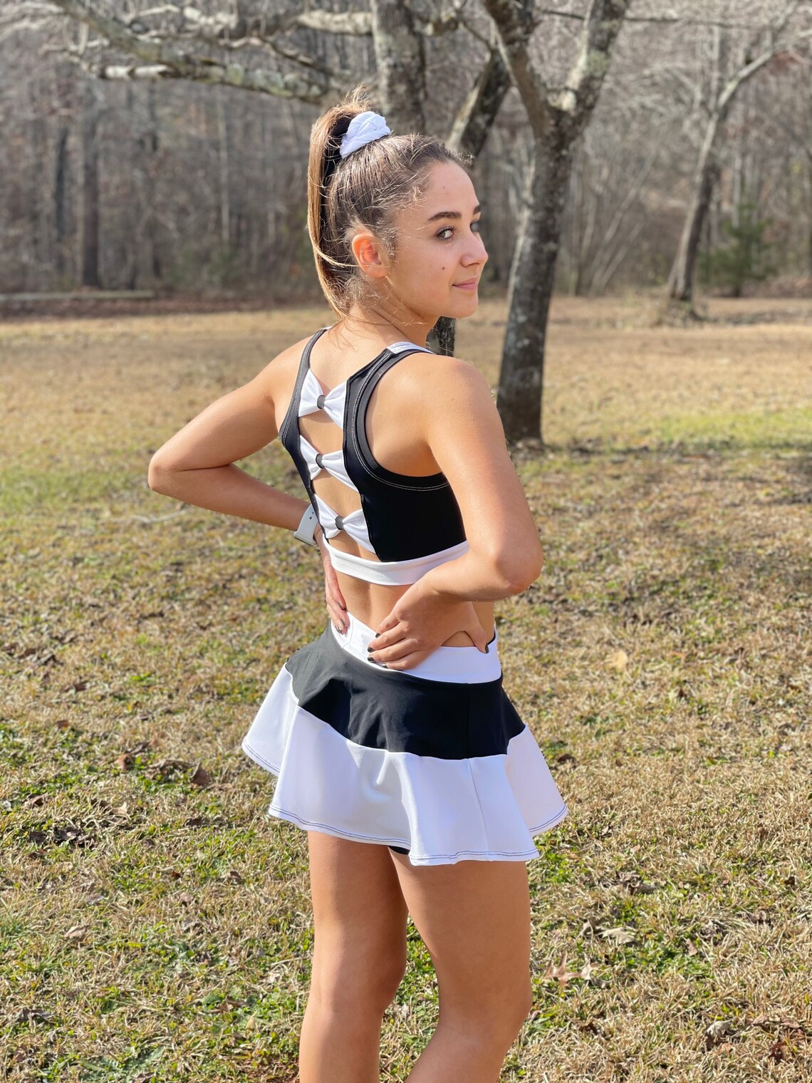 The Monroe Girls Bow Back sports bra skirt and Etsy