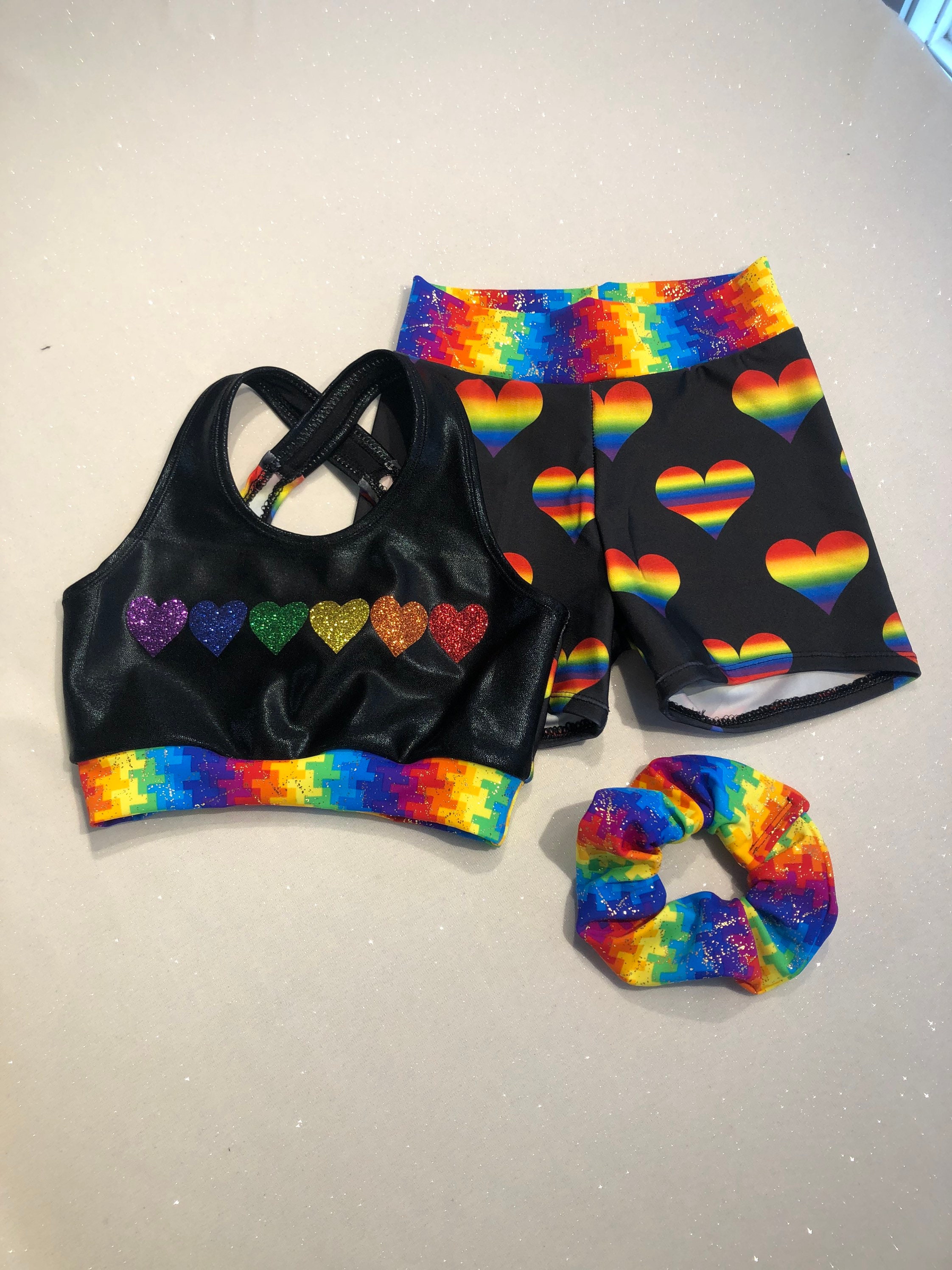 Rainbow Workout Set, Rainbow Sports Bra, Rainbow Flag Athletic