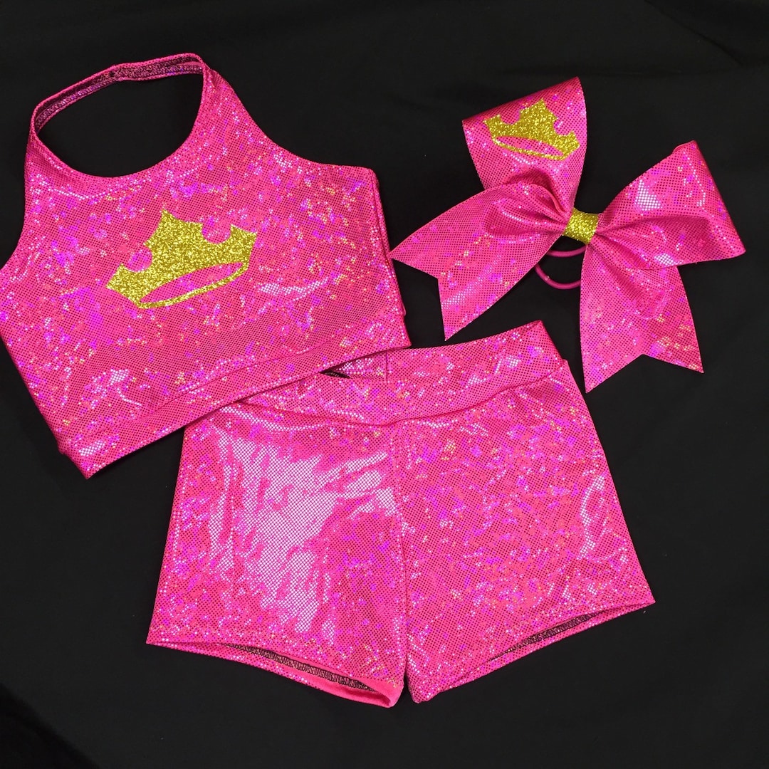 The cheer Beauty Princess Crop Top, Spandex Shorts, and Optionl ...