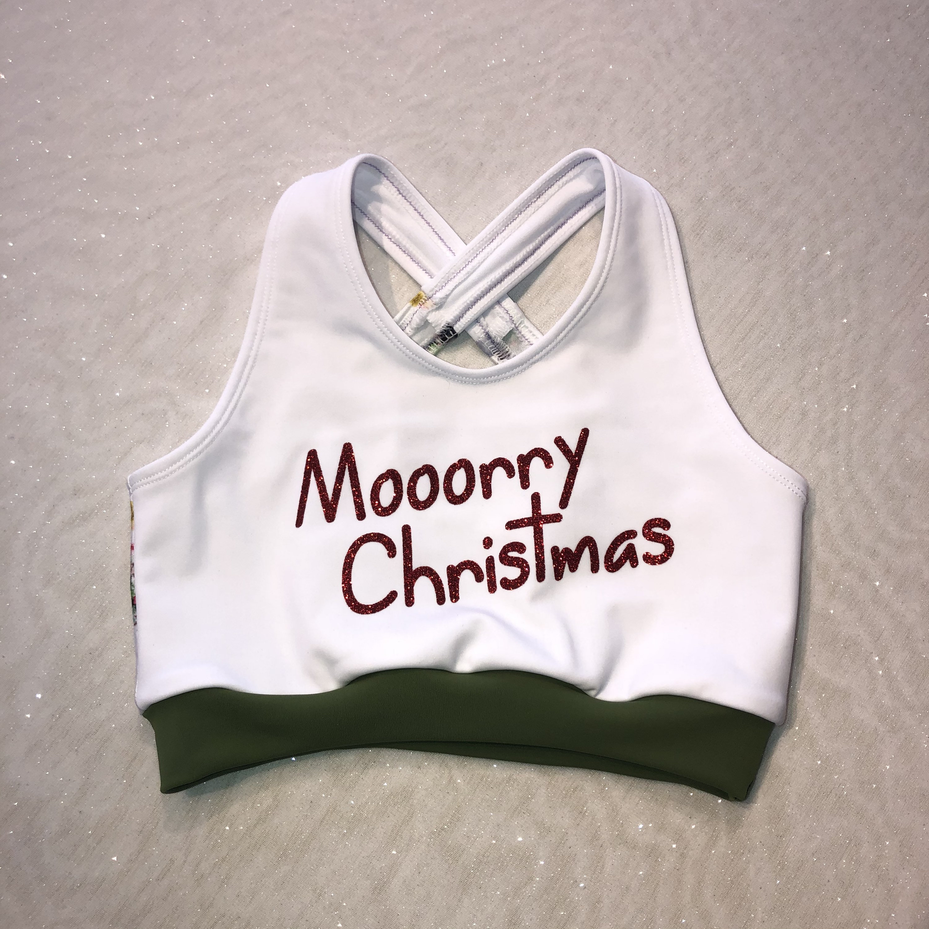 The moo-rry Christmas Christmas Sports Bra, Spandex Shorts and Optional  Scrunchie / Cheer Bow Set / Girls Dancewear / Christmas Practice -   Canada