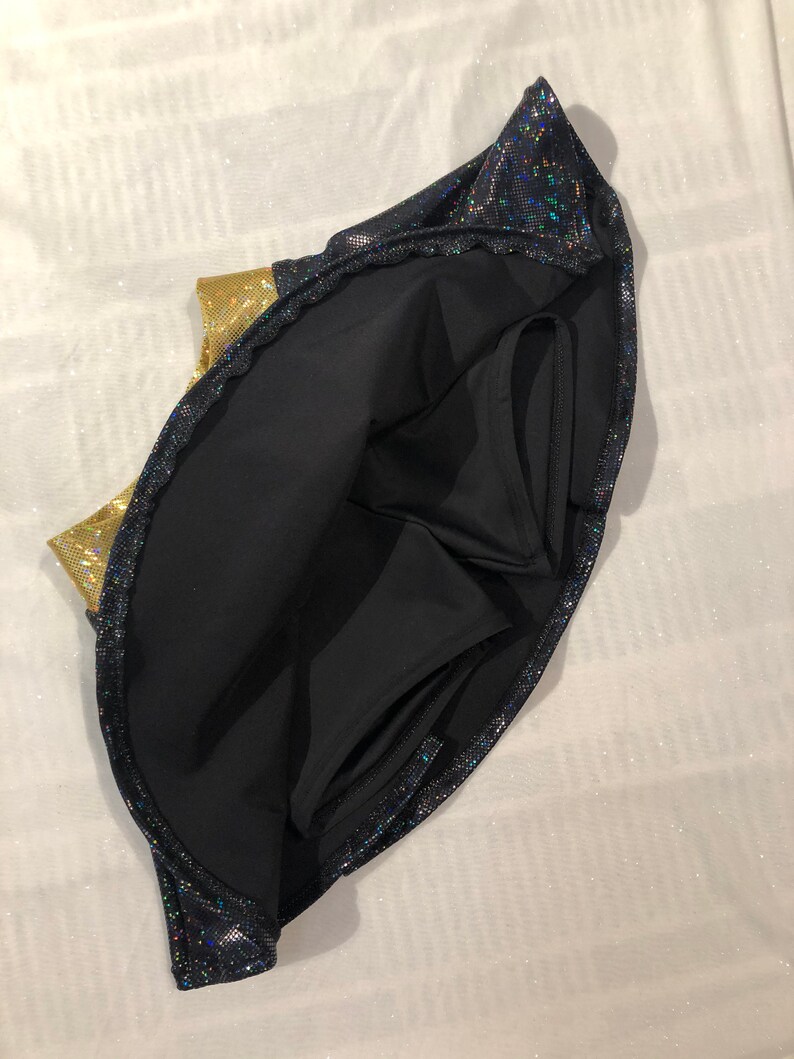 The Hologram Girls Dancewear sports bra and optional cheer rhinestoned scrunchie set by AMP/'t skirt
