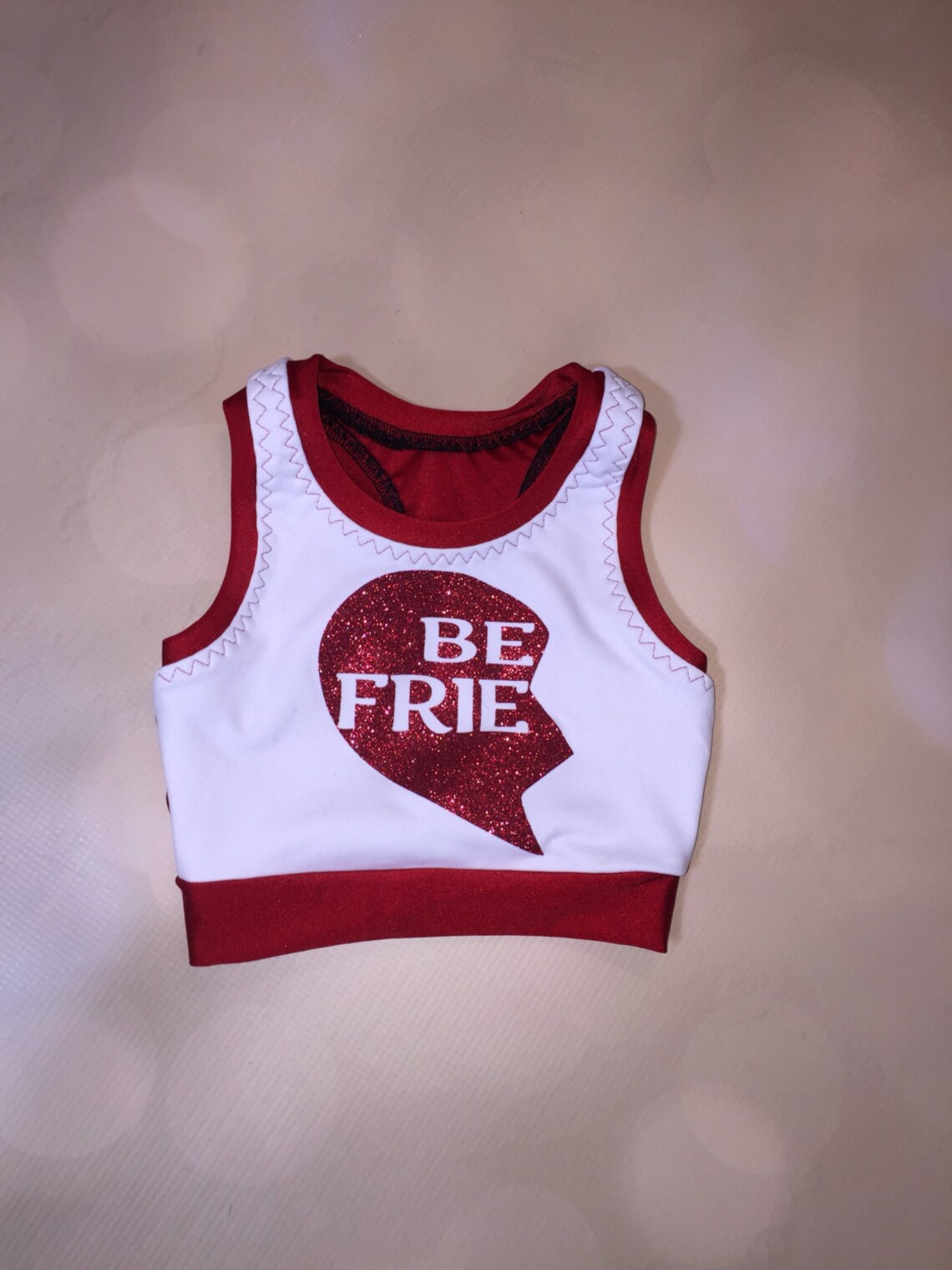 Best Friends Red on White Heart Girls Dancewear Crop Top Sports Bra Set ...