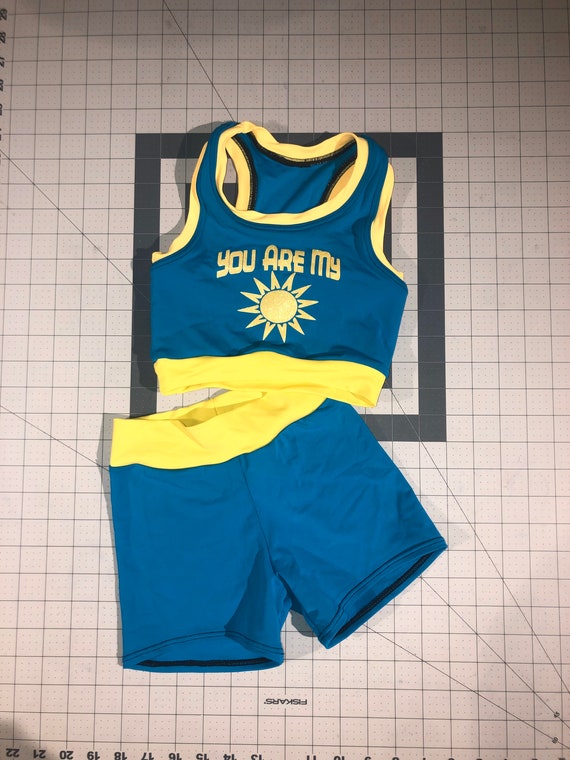 Ready to Ship Girls Small 6/7 Sunshine Sports Bra and Shorts by