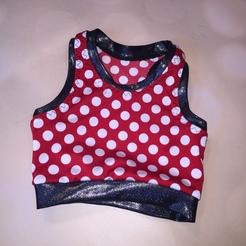 Girls Dancwear Red Polka Dot Sports Bra Spandex Shorts and ...