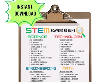 STEM Scavenger Hunt | Science, Technology, Engineering, Math Activity | Homeschool Resource | Classroom Game | Treasure Hunt for Kids
