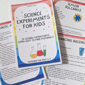 20 cartes Expériences scientifiques | Activités scientifiques pour les enfants de 3 à 7 ans | Expériences préscolaires et maternelles | Enseignement à domicile |