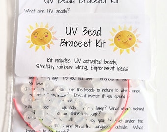 Set of 10 UV Bead Bracelet Kits, Craft Kit, Color Changing Beads, STEM Activity, Jewellery Kit, Loot Bag, Birthday party