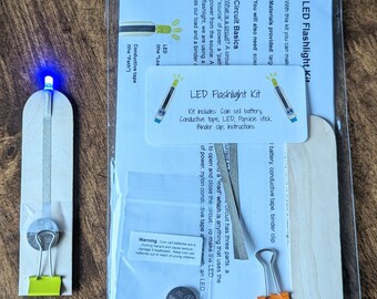 LED Flashlight Kit, STEM Kit for kids, DIY Craft Kit, Stocking stuffer, Loot bag, Educational Gift