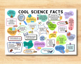 Cool Science Facts Placemat for Kids | Double-Sided Educational Science Placemat | Screen-Free STEM Learning | Homeschool & Classroom