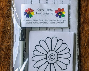 Flower Fairy Lights Kit – DIY Shrink Plastic Craft | STEM Art Kit for Kids | LED Fairy Light Decoration
