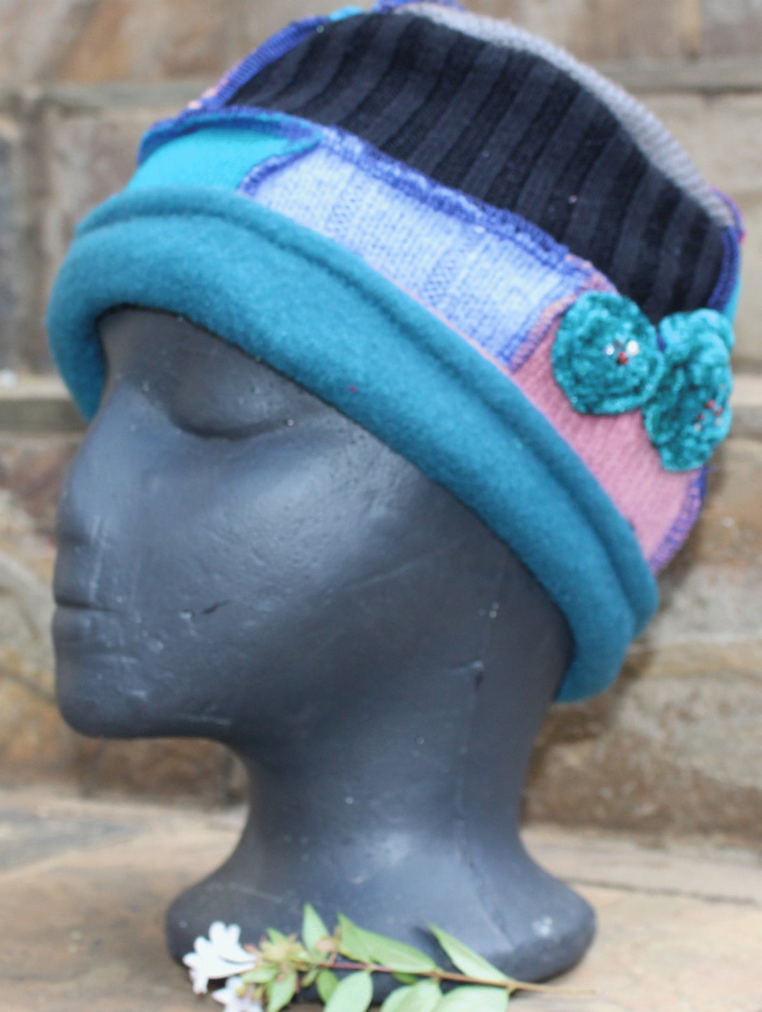 Patchwork Beanie , Boho hat , Slouch hat , Slouchy beanie , Winter hat