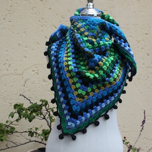 Crochet granny Square Triangle Scarf, Handmade Scarf, Crochet Scarf, Granny Square, Festival Scarf, Colorful Scarf, Boho scarf, Hippie Scarf