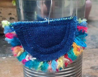 Bunte Ohrringe, Upcycled Denim, Handgemachte Ohrringe.