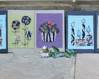 Blank greeting cards, Fabric art cards, Greeting cards, Animal print, Fabric cards, Handmade cards, African art , Birthday card, Blank card