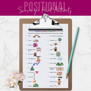 Positional Scavenger Hunt, Homeschooling Activity, Preschool Outdoor Summer Activity - PoSH