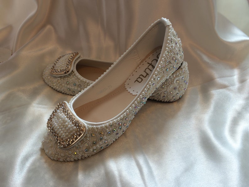 Wedding Shoes Bridal Flats Beaded Rhinestones Hand Embellished | Etsy